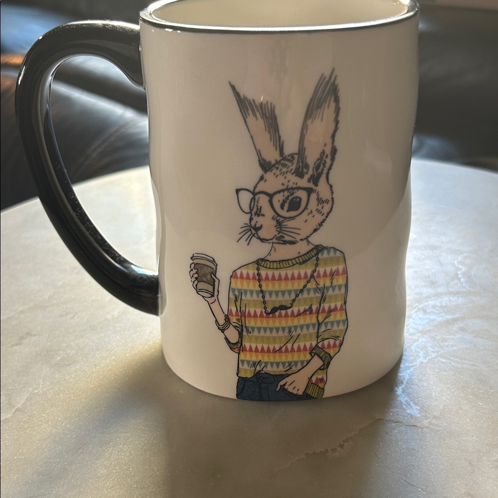 Stylish Black and White Rabbit Mug